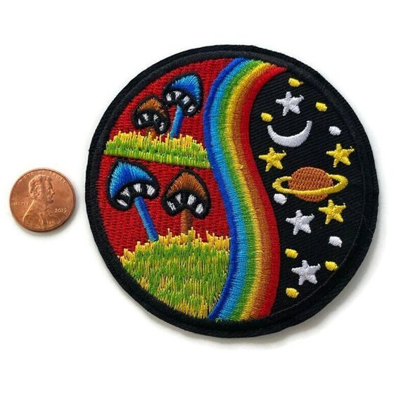Cosmic Shrooms Round Embroidered Patch - Picture 2 of 3